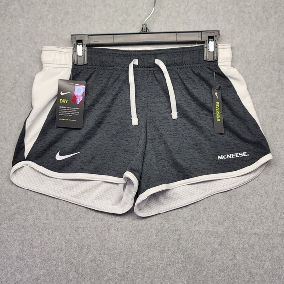 Nike Women Dri-Fit Reversible Running Shorts Size Small Gray/White Mcneese State - Picture 1 of 8